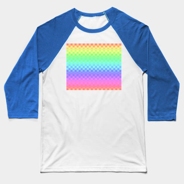 Rainbow Ombre Checkered Pattern Baseball T-Shirt by saradaboru